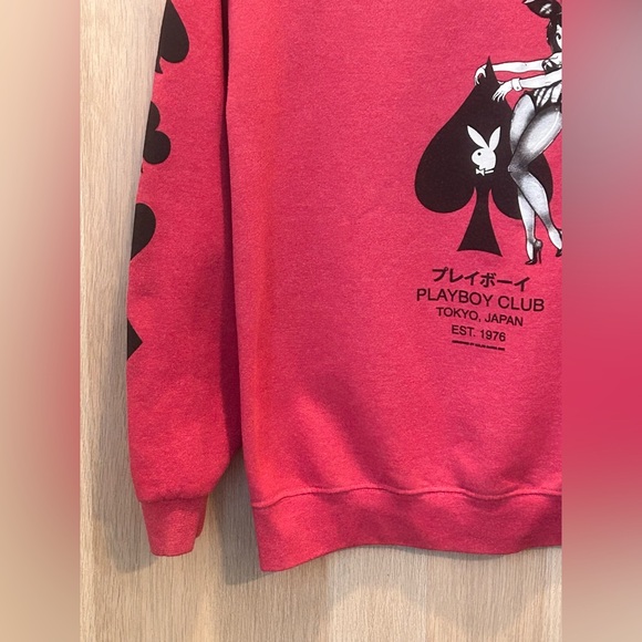Playboy Club Sweatshirt Tokyo Japan Mens Anime Card Ace of Spades - Red Small - Picture 6 of 15